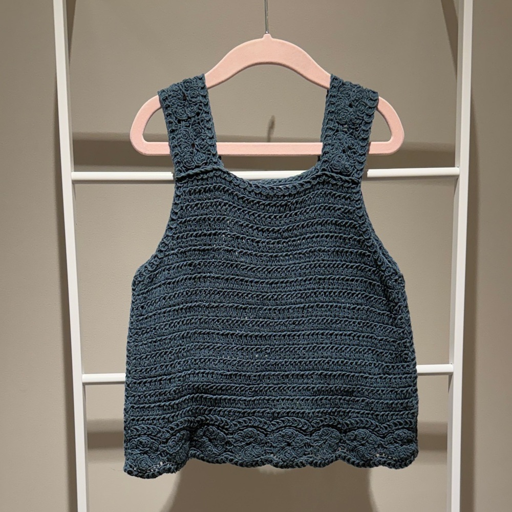 Zara Teal Crocheted Top